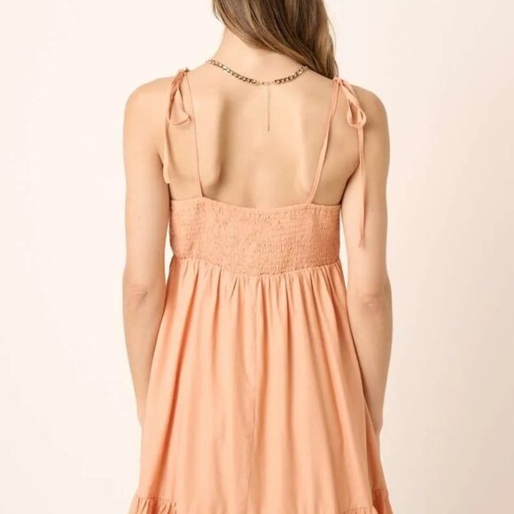 Mittoshop Ruched Detail Spaghetti Tie Mini Dress - Picture 4 of 5